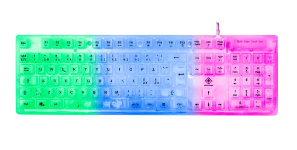 Deltaco DK250 Rainbow-LED, Membrane - gaming keyboard, transparent