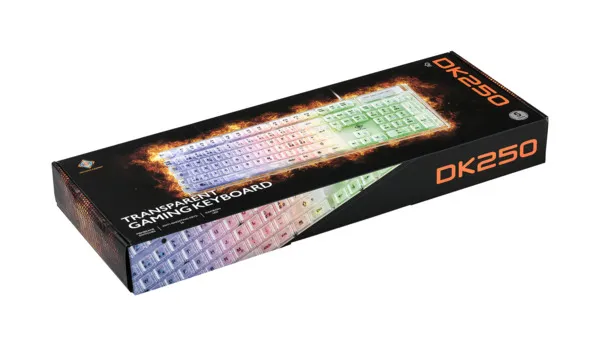 Deltaco DK250 Rainbow-LED, Membrane - speltangentbord, transparent