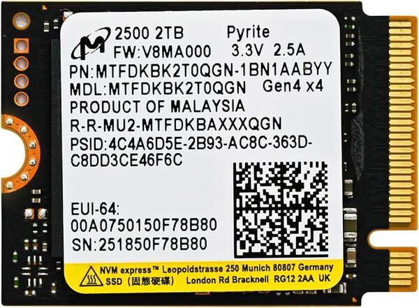 Micron 2500 2TB M.2 PCIe 4.0 NVMe SSD