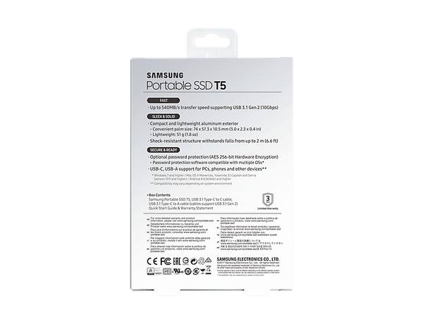 Samsung T5 2 Tt -ulkoinen SSD, Musta