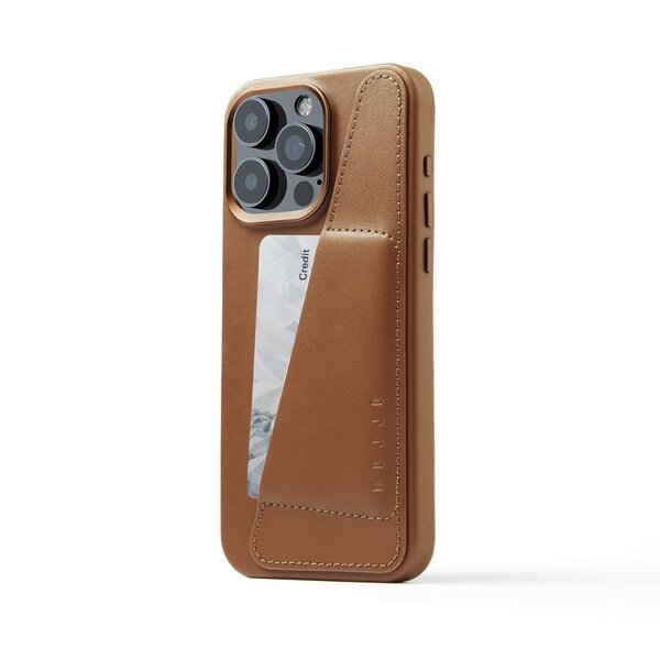 Mujjo Full Leather Wallet, iPhone 15 Pro Max - pl&aring;nboksfodral, Brun