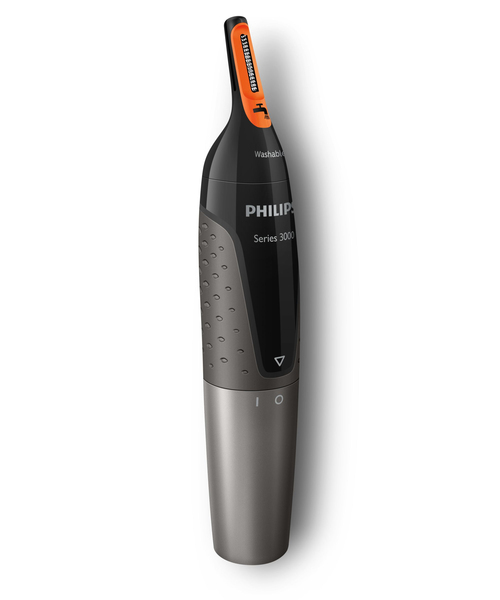 PHILIPS Nose and ear trimmer: 100proc water-proof  Powerful tube trimmer  ProtecTube technology  AA-battery included