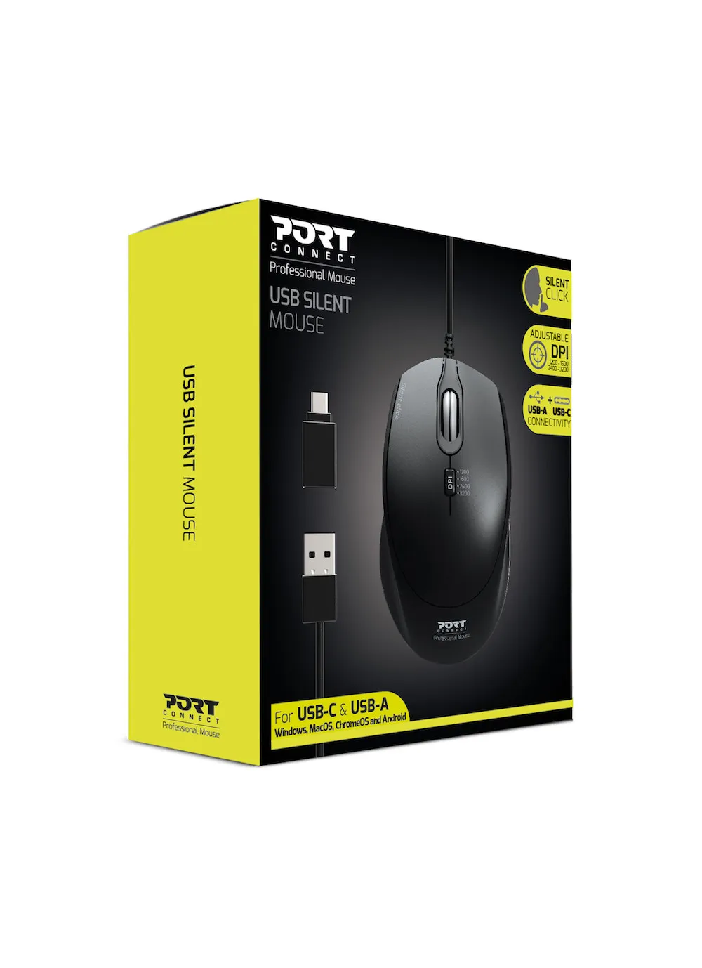 Port Designs PD-900711 Wired Mouse, Black