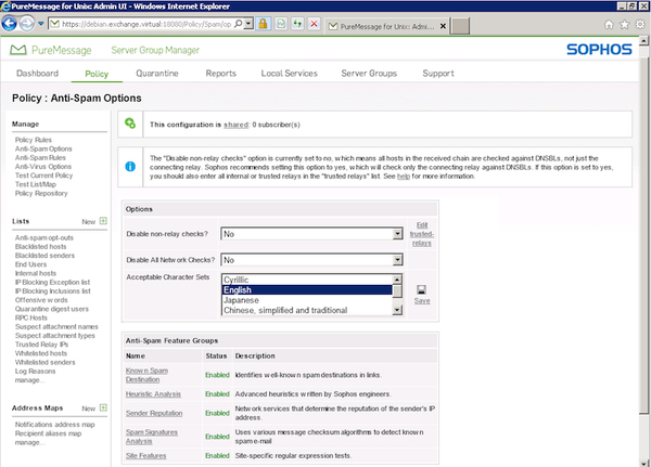 SOPHOS PUREMESSAGE EXCHANGE,10-24USERS,36 MONTHS,SUBSCRIPTION RENEWAL,COM