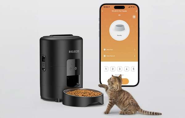 ROJECO RWSQZDTWF-2L 2 L WiFi Automatic Pet Feeder for Cats and Small Dogs