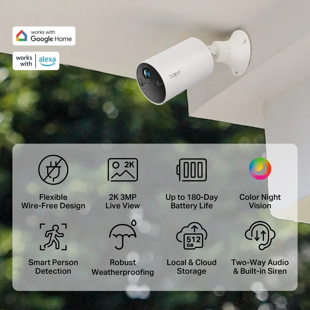 TP-Link Tapo C410 Smart Wire-Free Indoor/Outdoor Security Camera, 2-Pack