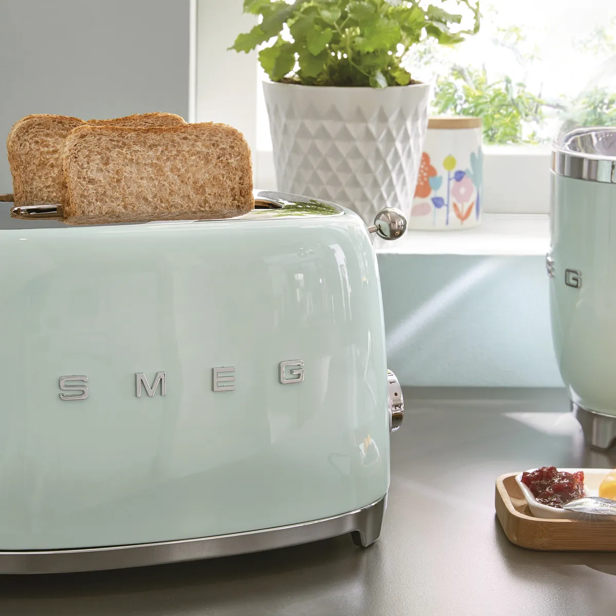 Smeg TSF01PGEU - br&ouml;drost, 2 br&ouml;dskivor, Mint/Gr&ouml;n