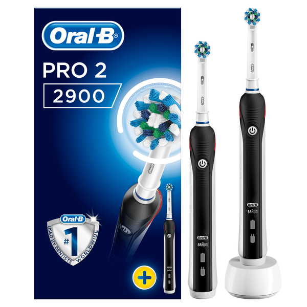 BRAUN S&Auml;HK&Ouml;HAMMASHARJA ORAL-B PRO2900 DUO + EXTRARUNKO musta, Litiumi-akulla ja Premium laturilla. 3D-teknologia, 8 800 v&auml;r&auml;hdyst&auml;, 40 000 syk&auml;hdyst&auml;. Ammattima