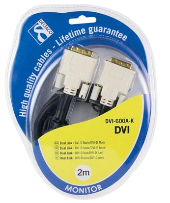 Deltaco DVI-D - DVI-D - kabel, Dual, 5 m, Svart/Vit