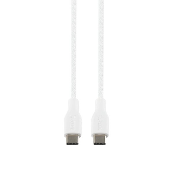 Deltaco USB-C till USB-C - laddningskabel, 60W, 0,5 m, vit