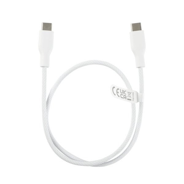 Deltaco USB-C till USB-C - laddningskabel, 60W, 0,5 m, vit