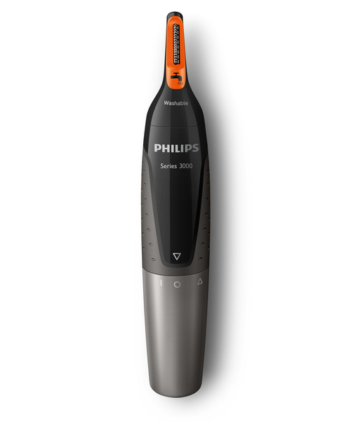 PHILIPS Nose and ear trimmer: 100proc water-proof  Powerful tube trimmer  ProtecTube technology  AA-battery included