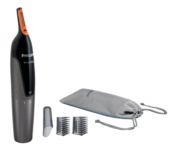 PHILIPS Nose and ear trimmer: 100proc water-proof  Powerful tube trimmer  ProtecTube technology  AA-battery included