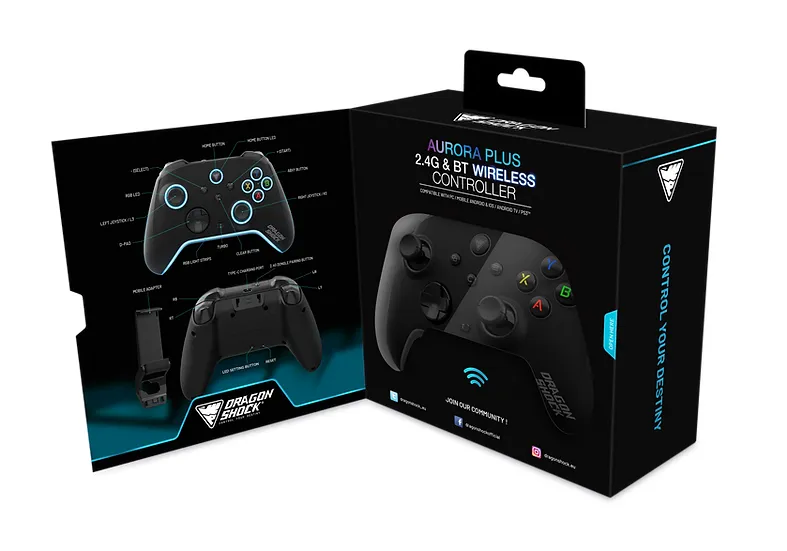 DRAGONSHOCK Controller Aurora+ Holder - iOS/Android/PC/PS3 Black