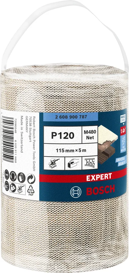 Bosch Expert M480 net sanding roll 115mm, K120, sanding sheet (5 meters)