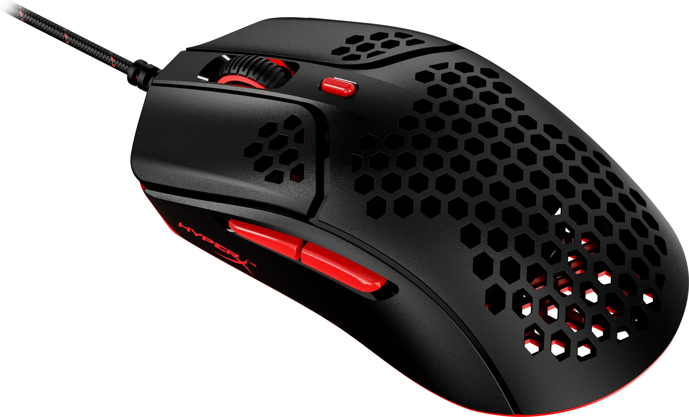 HyperX Pulsefire Haste tr&aring;dbunden gamingmus, svart/r&ouml;d