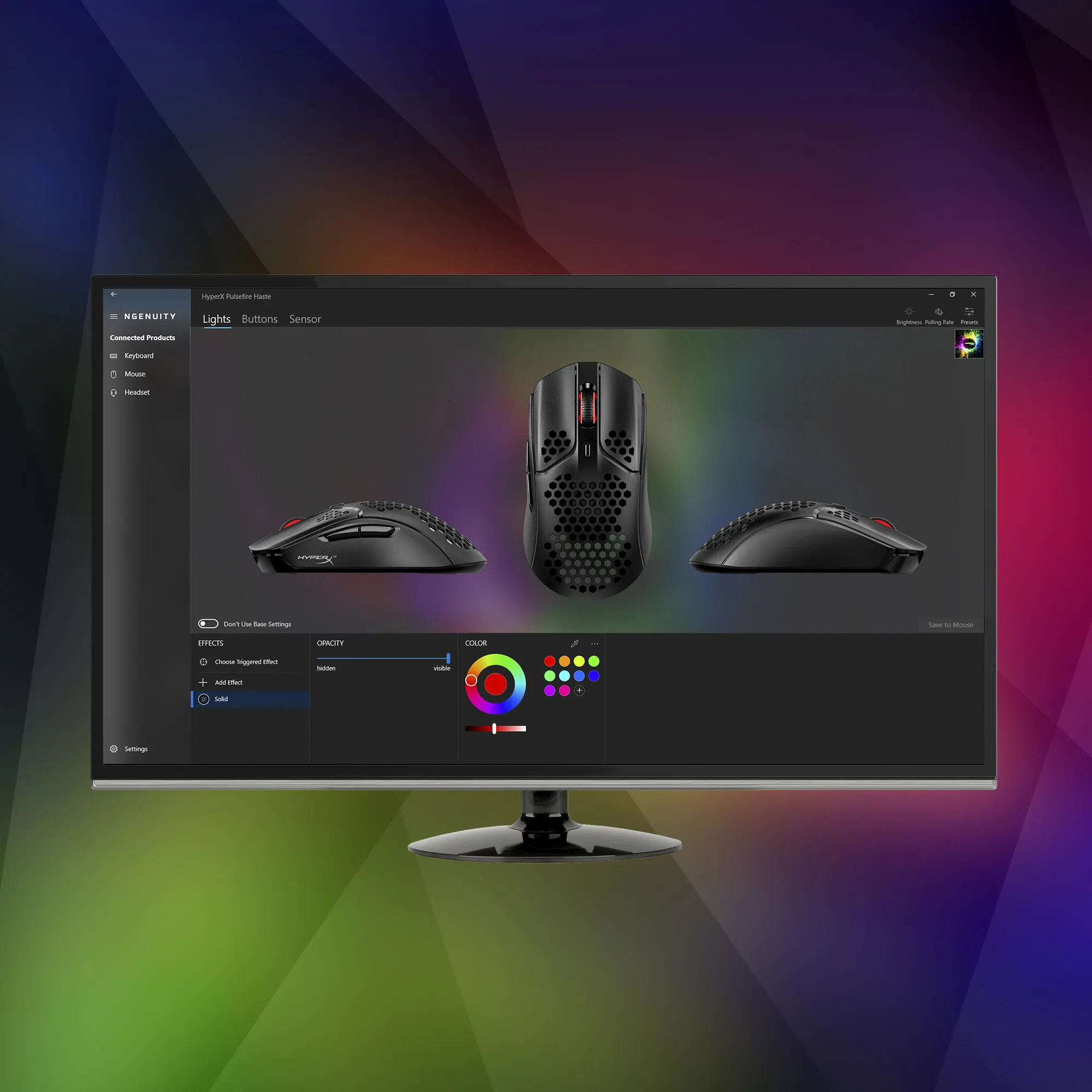 HyperX Pulsefire Haste tr&aring;dbunden gamingmus, svart/r&ouml;d