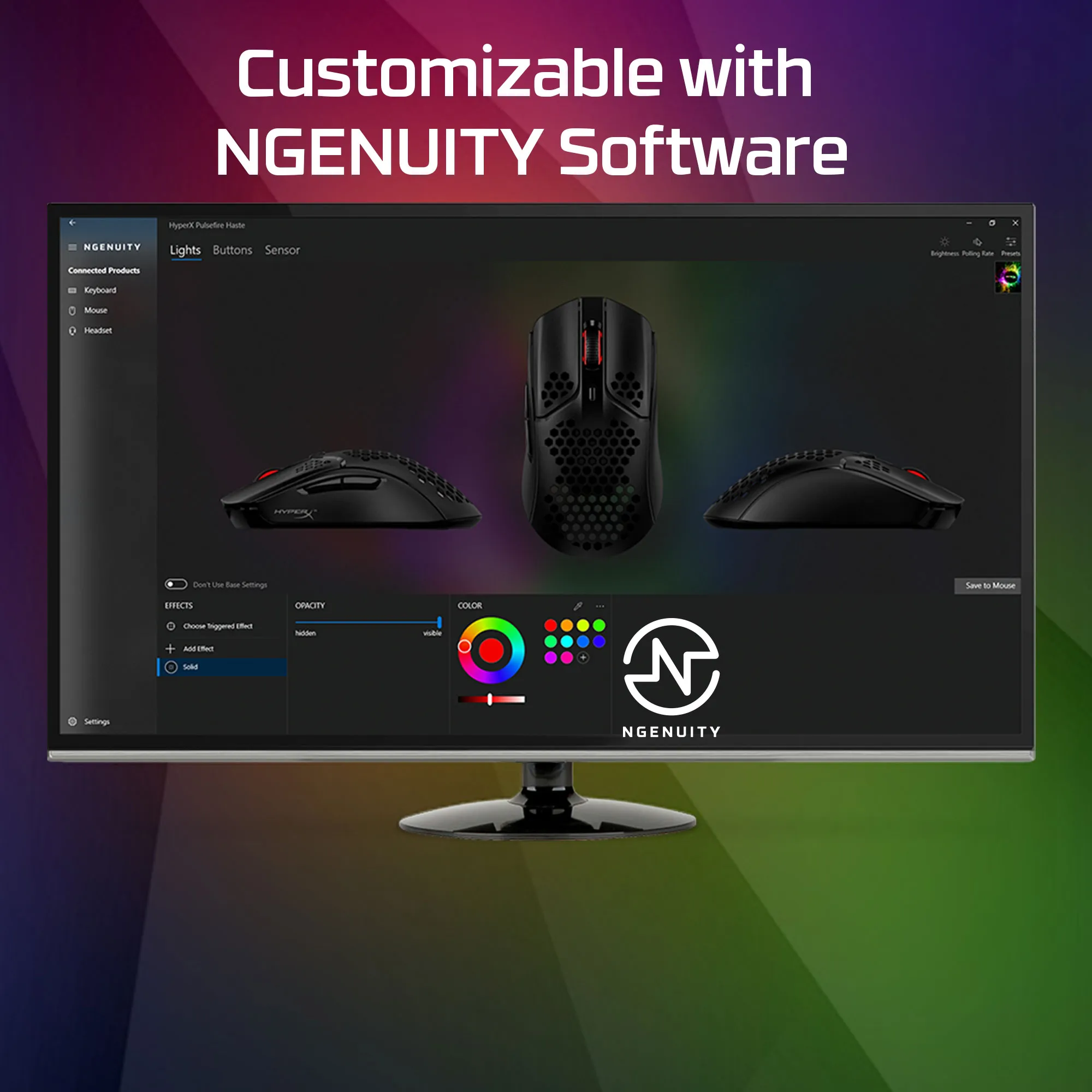 HyperX Pulsefire Haste tr&aring;dbunden gamingmus, svart/r&ouml;d