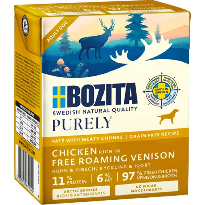 Bozita Purely Pat&eacute; Adult Venison, Koiran m&auml;rk&auml;ruoka, Viljaton, 6 x 370 g