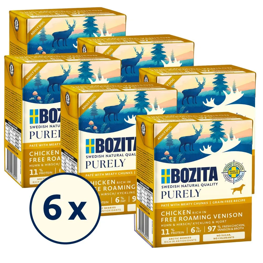 Bozita Purely Pat&eacute; Adult Venison, Koiran m&auml;rk&auml;ruoka, Viljaton, 6 x 370 g
