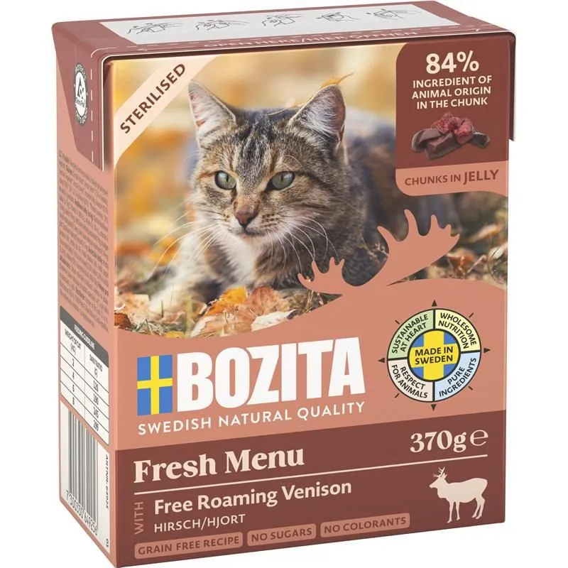 Bozita Fresh Menu Sterilised Vilt i gel&eacute;, V&aring;tfoder f&ouml;r katt, Adult, 6 x 370 g