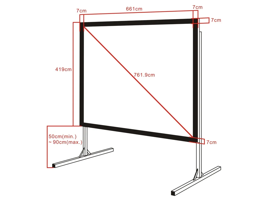 Multibrackets M Fast-fold - Heijastusn&auml;ytt&ouml; - 300 tuuma (762 cm) - 16:10 - Matte White - musta