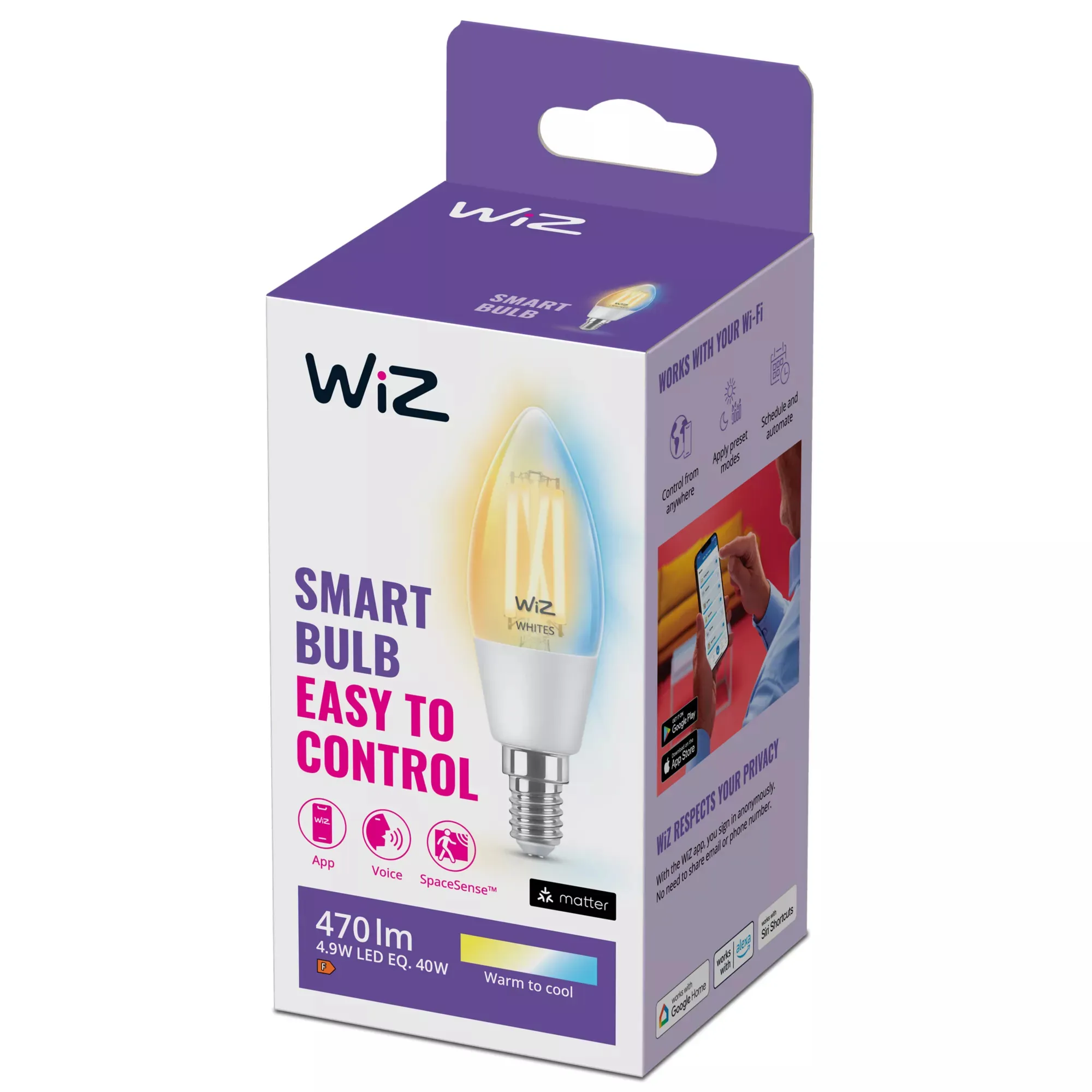 WiZ tunable white Filament E14 - smart bulb