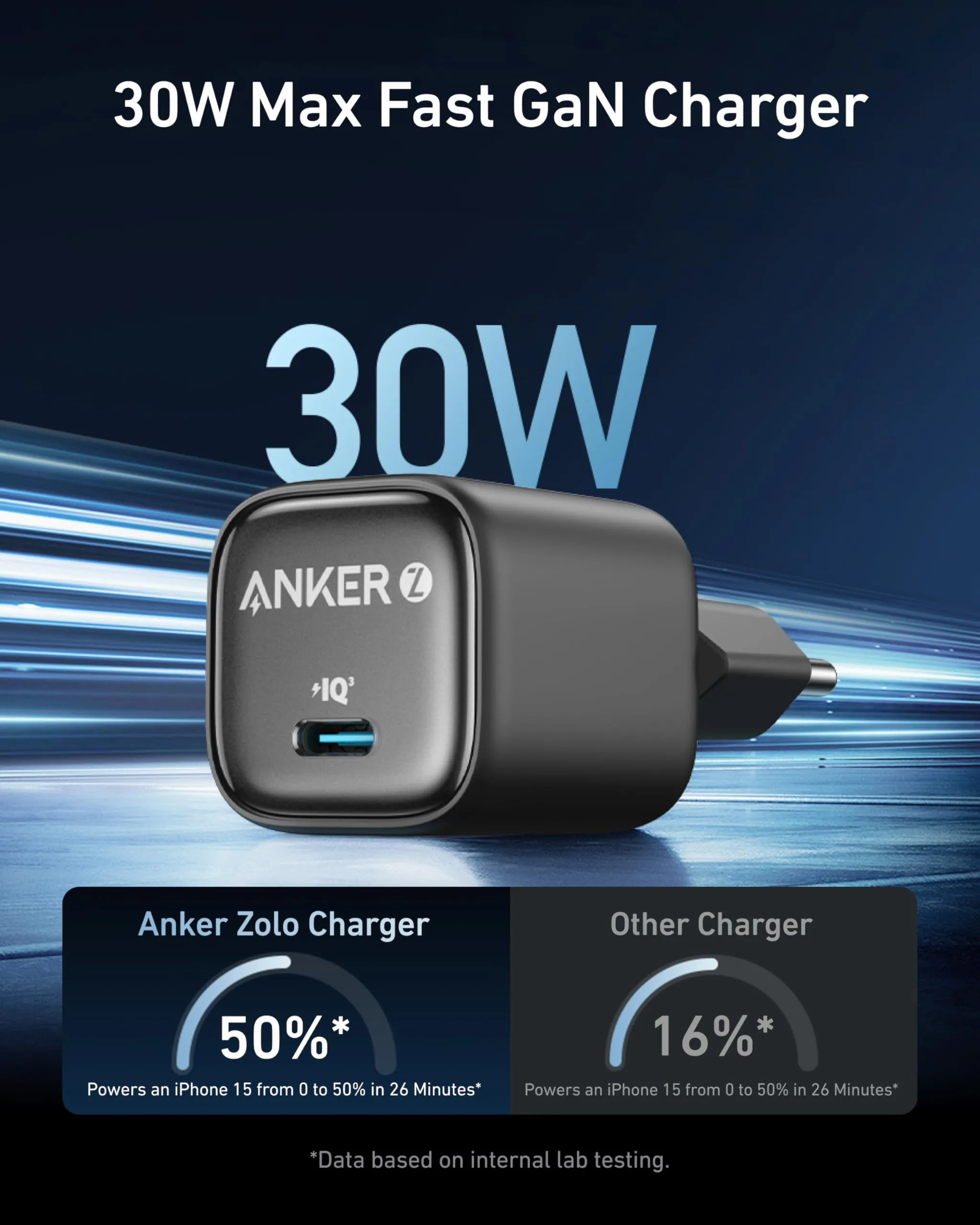 Anker 30W USB-C GaN - Virtal&auml;hde, musta