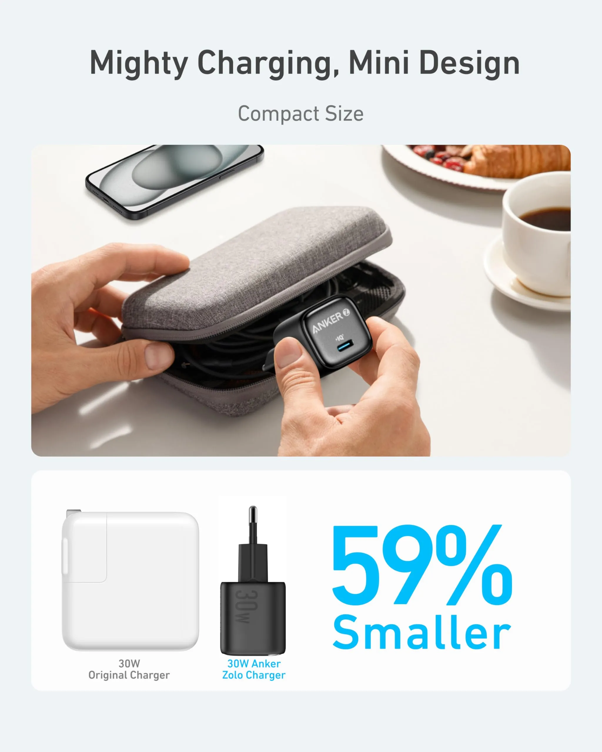 Anker 30W USB-C GaN - Virtal&auml;hde, musta