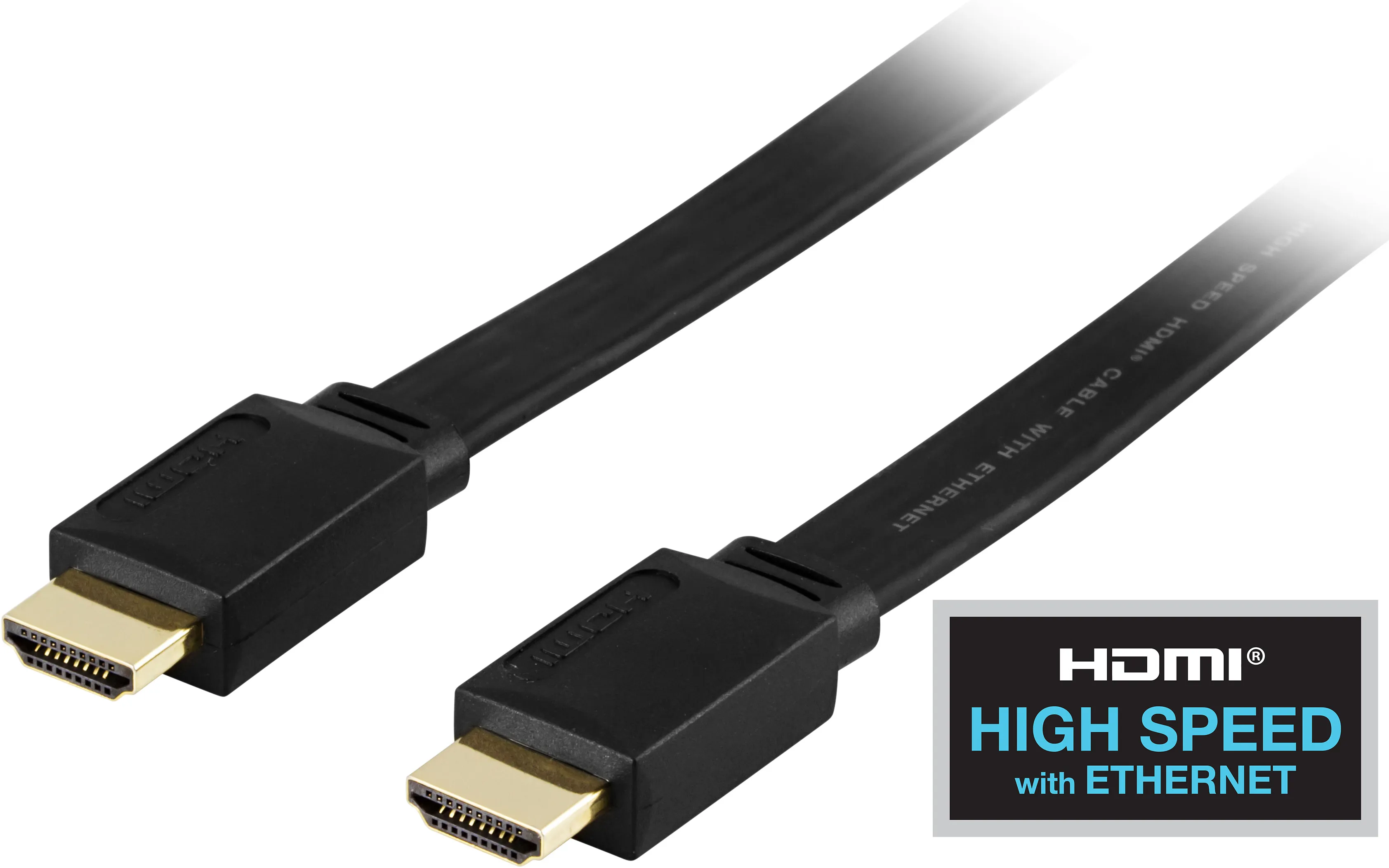 Deltaco HDMI 2.0 Flat cable, with Ethernet, 2 m, Black