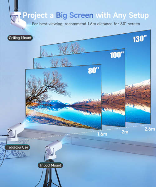 Magcubic HY300PRO+ Android 14 LCD 1280 &times; 720 290 ANSI lm LED-projektor, vit