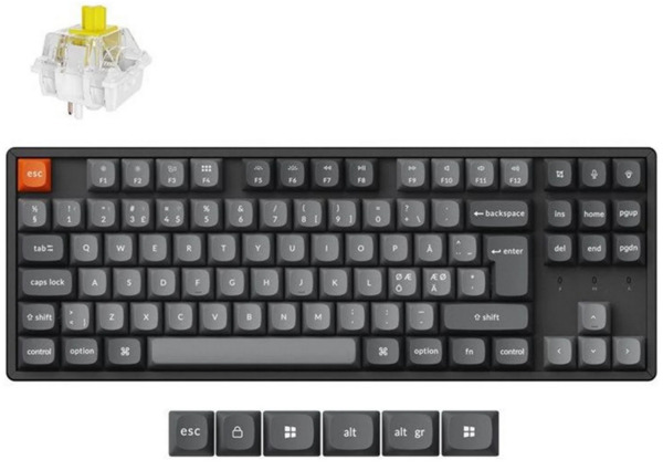 Keychron K8 Max tr&aring;dl&ouml;st mekaniskt speltangentbord, Super Banana, svart