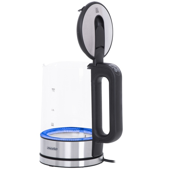 ADLER Mesko MS 1301B vattenkokare, 1,7 l, 2200 W, svart/rostfritt st&aring;l/glas