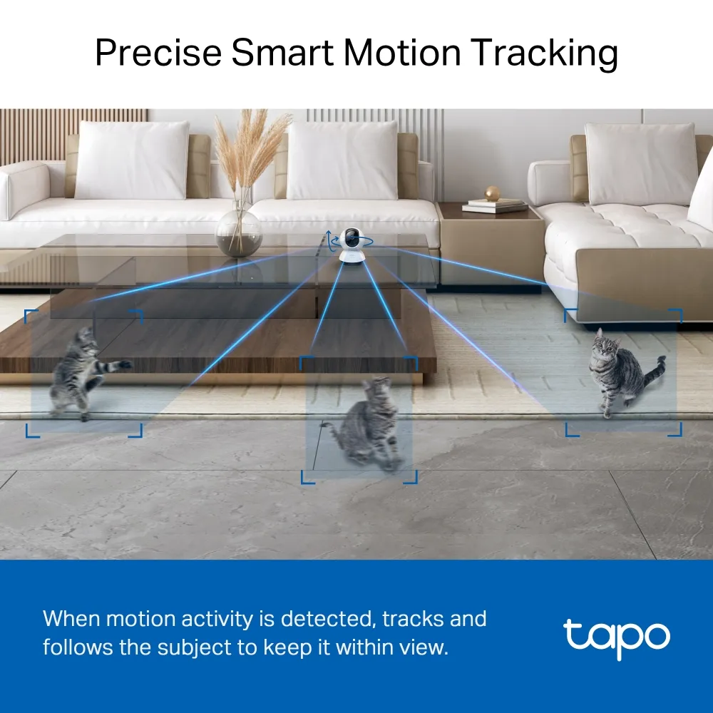 TP-Link Tapo C220 - Indoor Pan/Tilt Wi-Fi Security Camera, White/Black