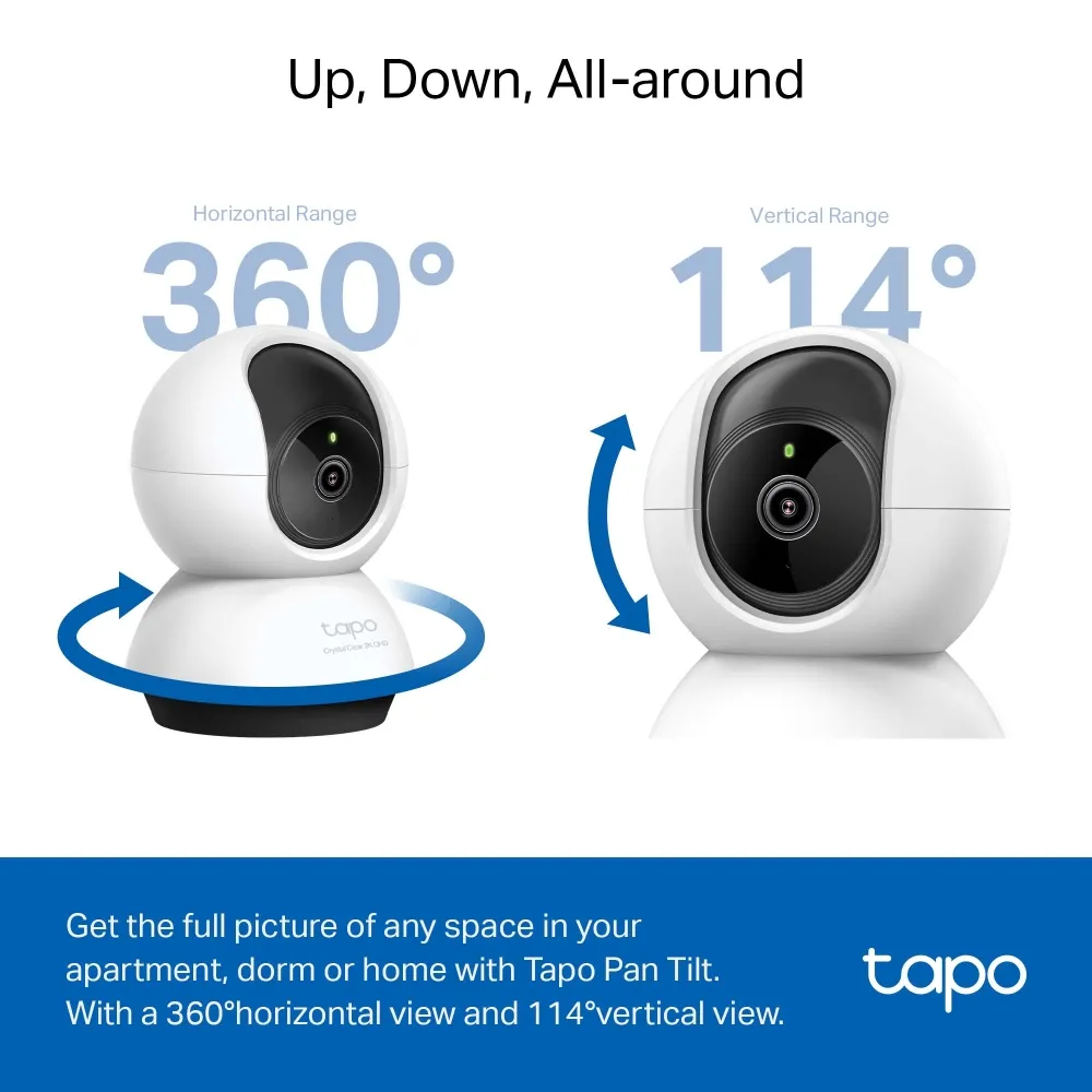 TP-Link Tapo C220 - Indoor Pan/Tilt Wi-Fi Security Camera, White/Black
