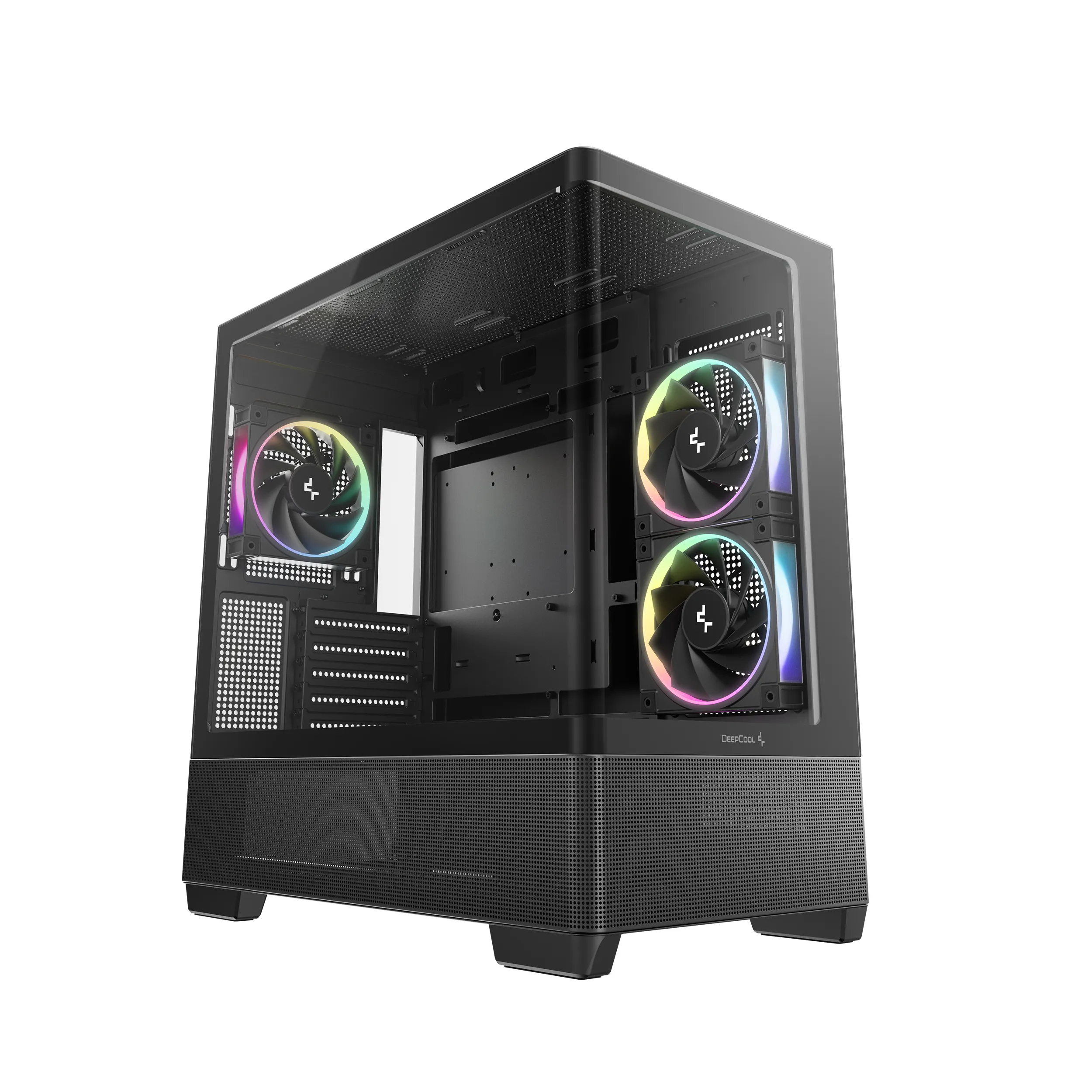 DeepCool CG380U 3F Micro-ATX Case with window, with RGB lighting, Black
