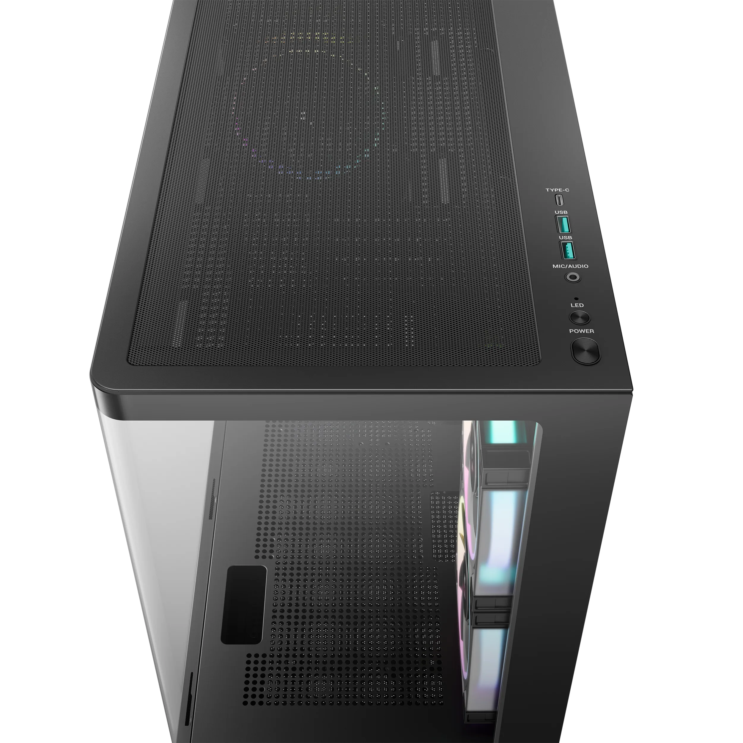 DeepCool CG380U 3F Micro-ATX Case with window, with RGB lighting, Black