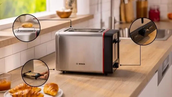 Bosch MyMoment -leiv&auml;npaahdin, 2 viipale(i)ta,  Ruostumaton ter&auml;s