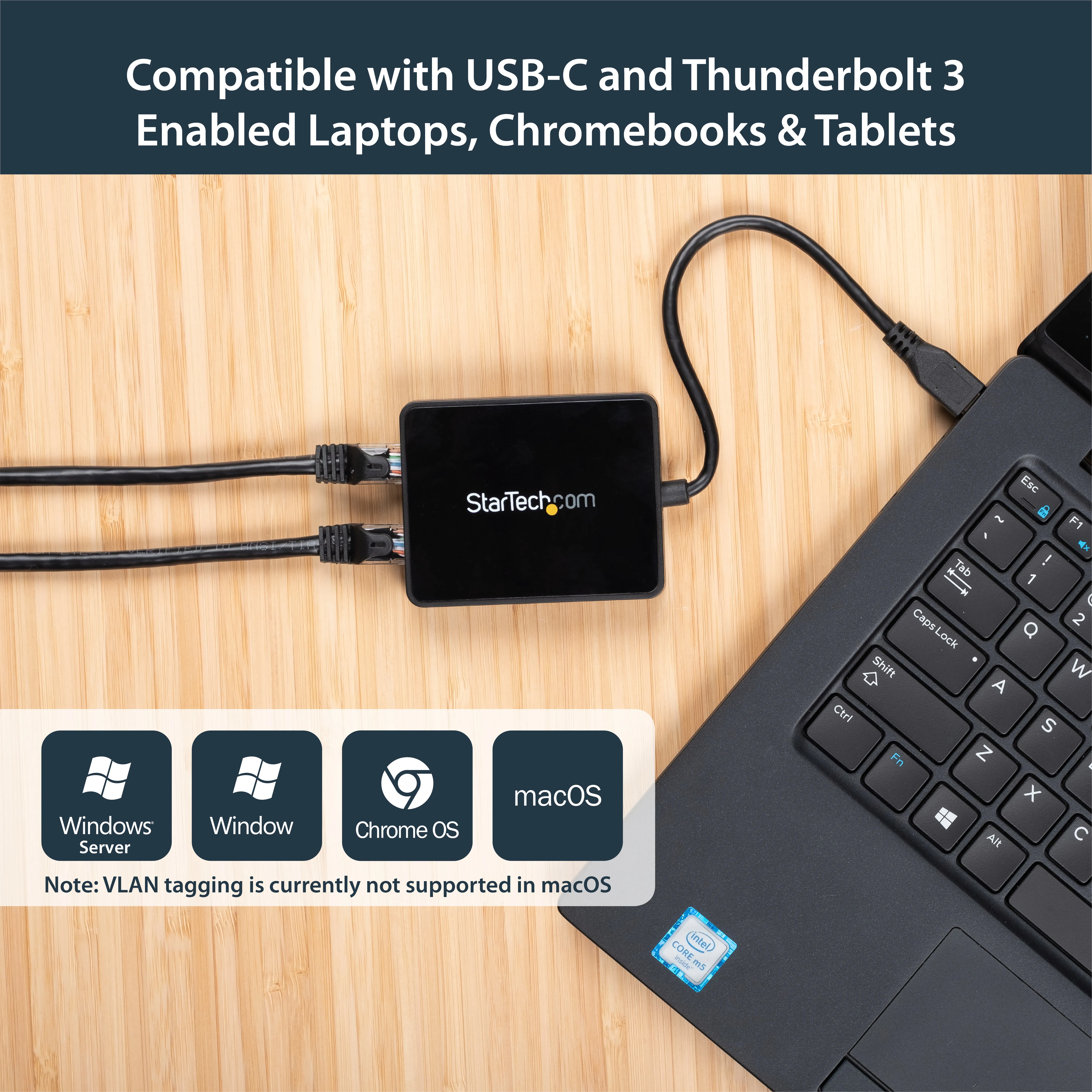 USB C TO DUAL GBE ADAPTER WITH - BUILT-IN USB 3.0 (TYPE A) PORT