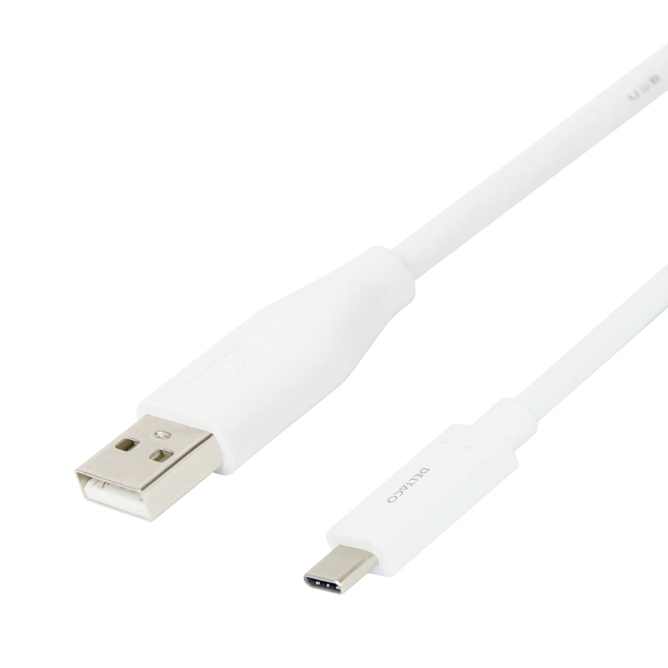 Deltaco USB-C &ndash; USB-A kabel, 0,5 m, vit