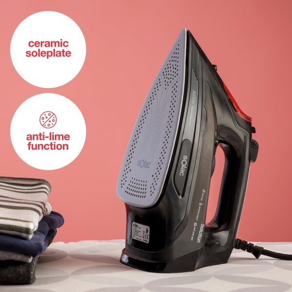 SOLAC S91870600 Steam Iron, 220W, 0.29L, Black