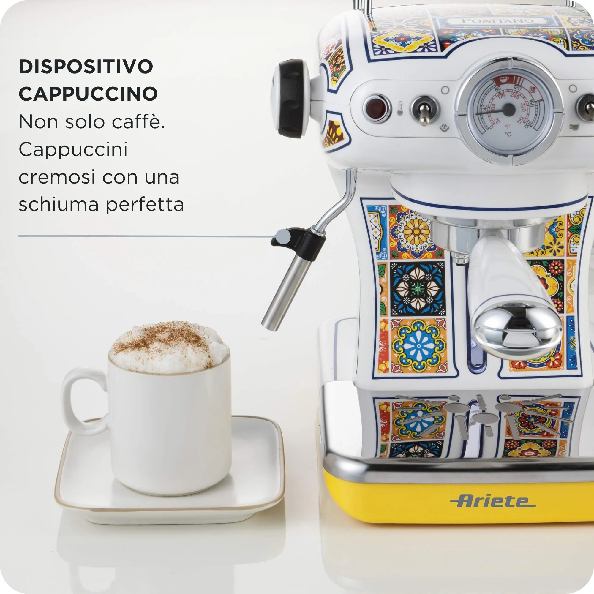 Ariete Positano 1389 manuell espressomaskin, bl&aring;, gul