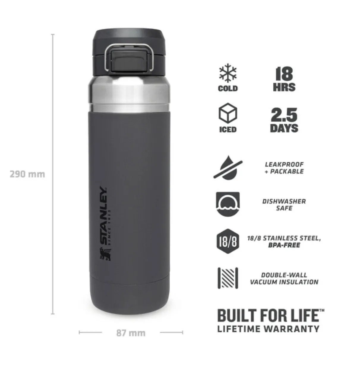 Stanley Quick Flip Water Bottle 1,06 L Charcoal