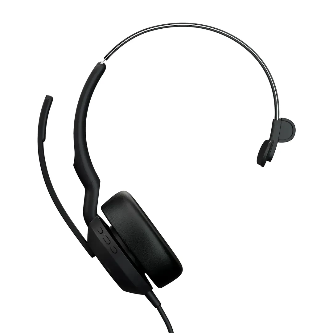 Jabra Evolve2 50 MS Mono Headset with USB-A/C adapters, Black