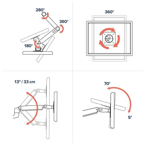 Ergotron LX Side-by-side Dual arm polished aluminium