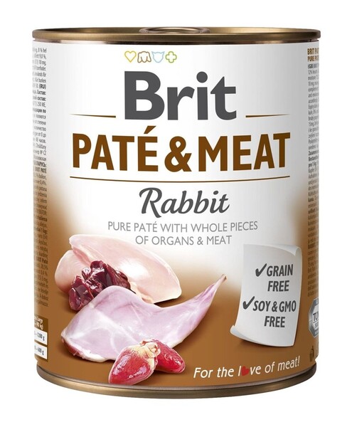 Brit P&acirc;t&eacute; &amp; Meat Rabbit, Koiran m&auml;rk&auml;ruoka, Adult, Viljaton, 800 g