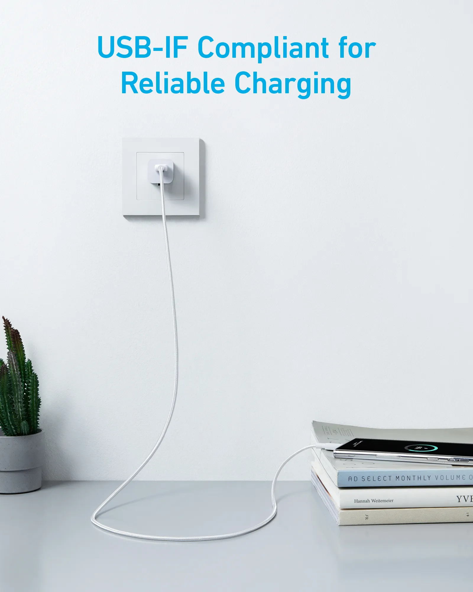 Anker 322 USB-A - USB-C - cable, White, 1.8m