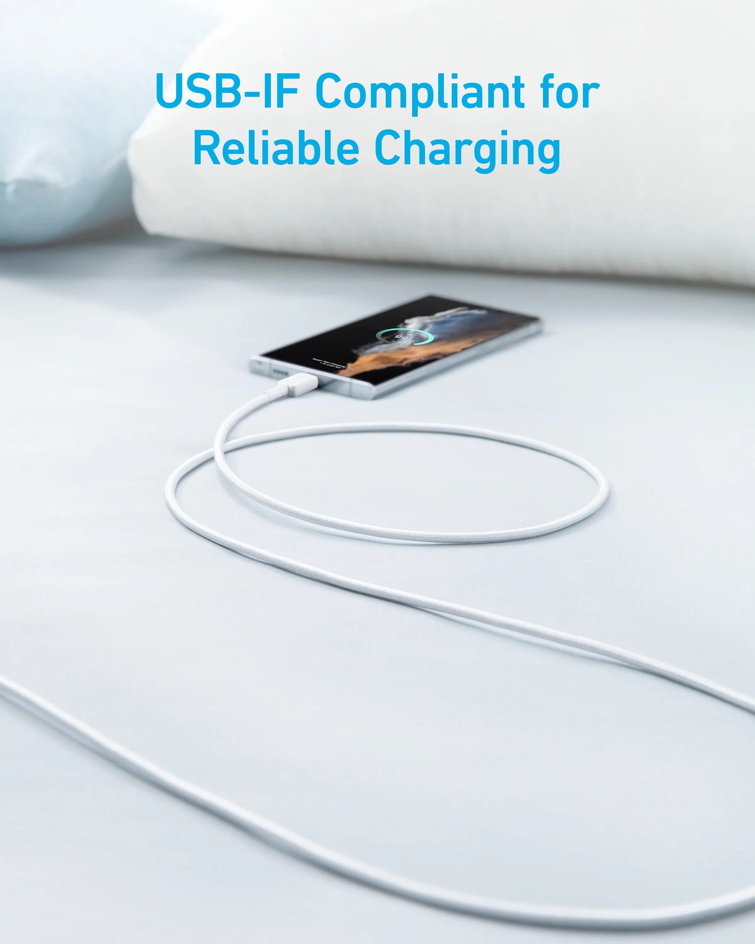 Anker 322 USB-A - USB-C - cable, White, 1.8m