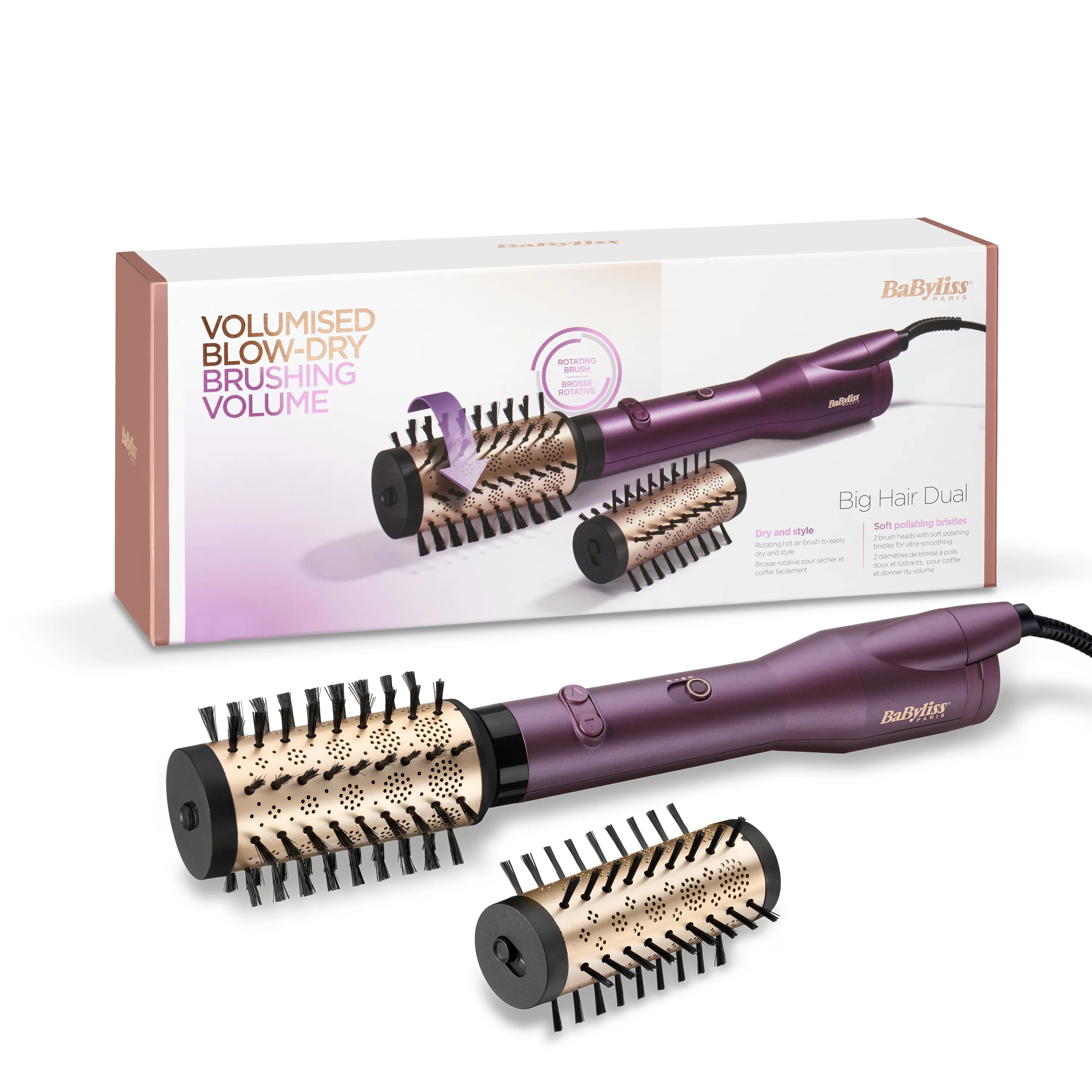 Babyliss AS950E Big Hair Dual - värmeborste, Rose Gold/Violett