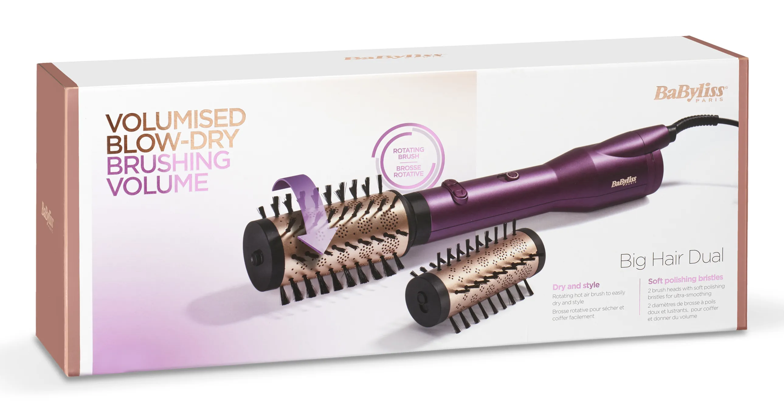 Babyliss AS950E Big Hair Dual - värmeborste, Rose Gold/Violett